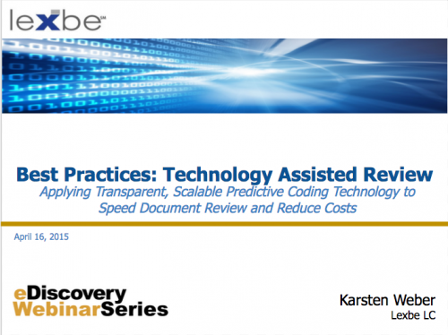Best Practices: Technology Assisted Review